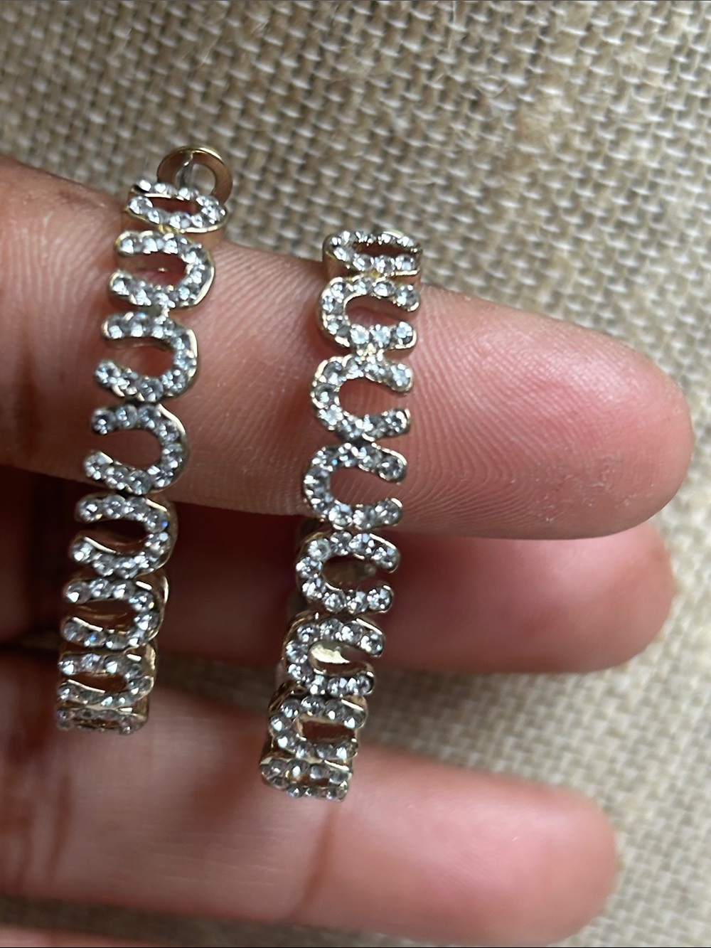 Gold-Tone Crystal Hoop Earrings - Clear Stones